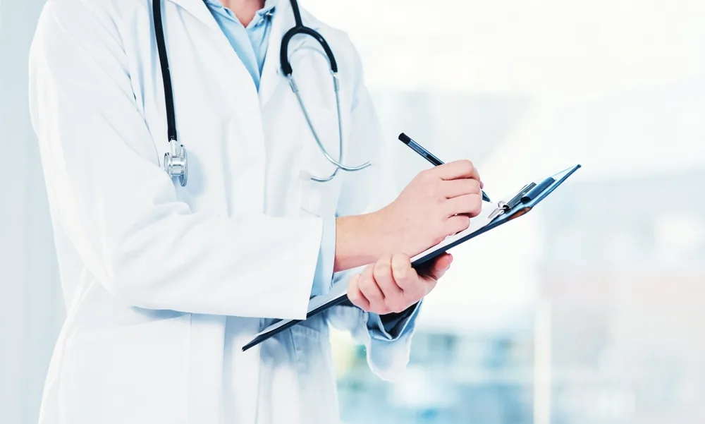 doctor, closeup to their pad