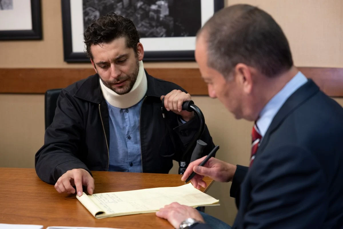 Injured construction worker meets with Oresky and Associates, construction accident lawyers.