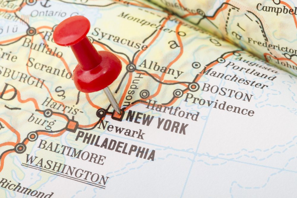 Mapa del estado de Nueva York State.