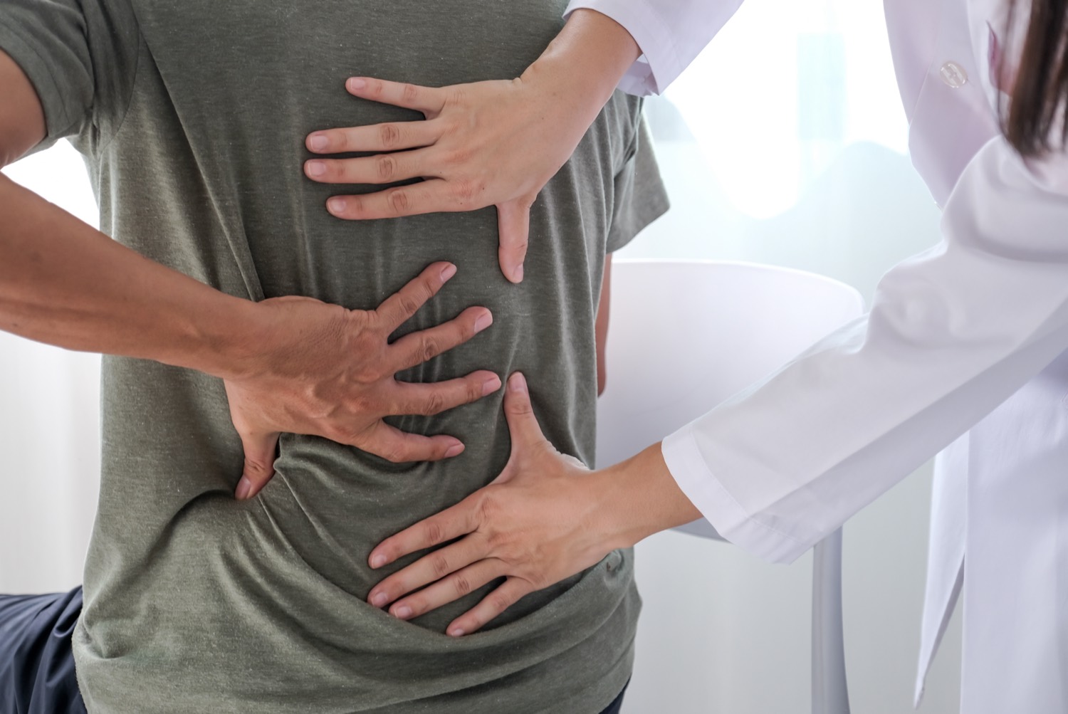 Man receives physical therapy after accident.