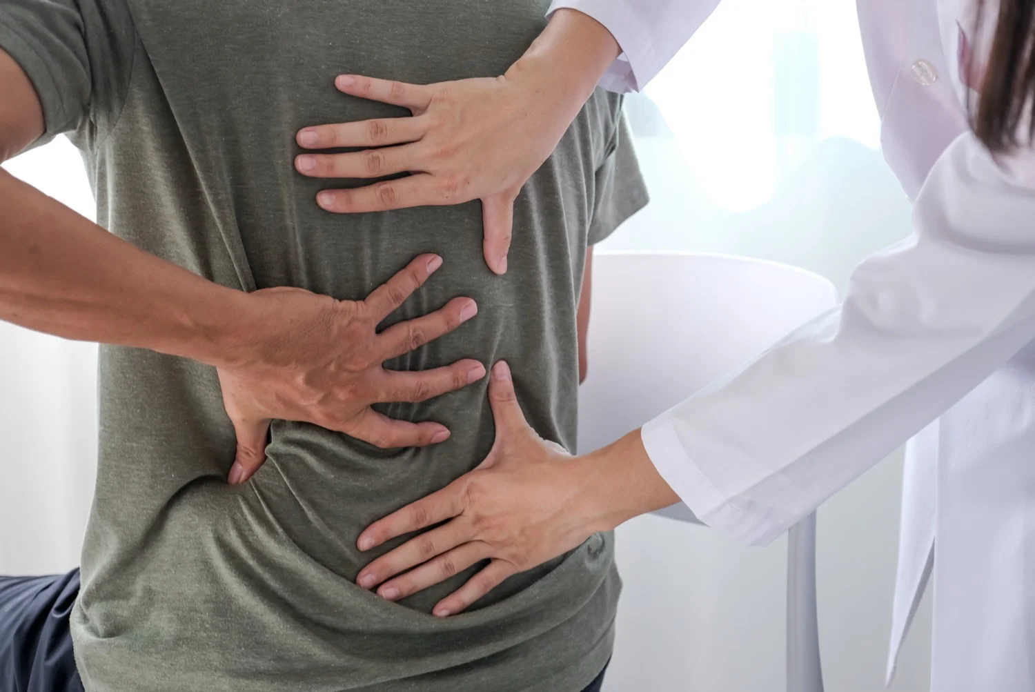 Man receives physical therapy after accident.