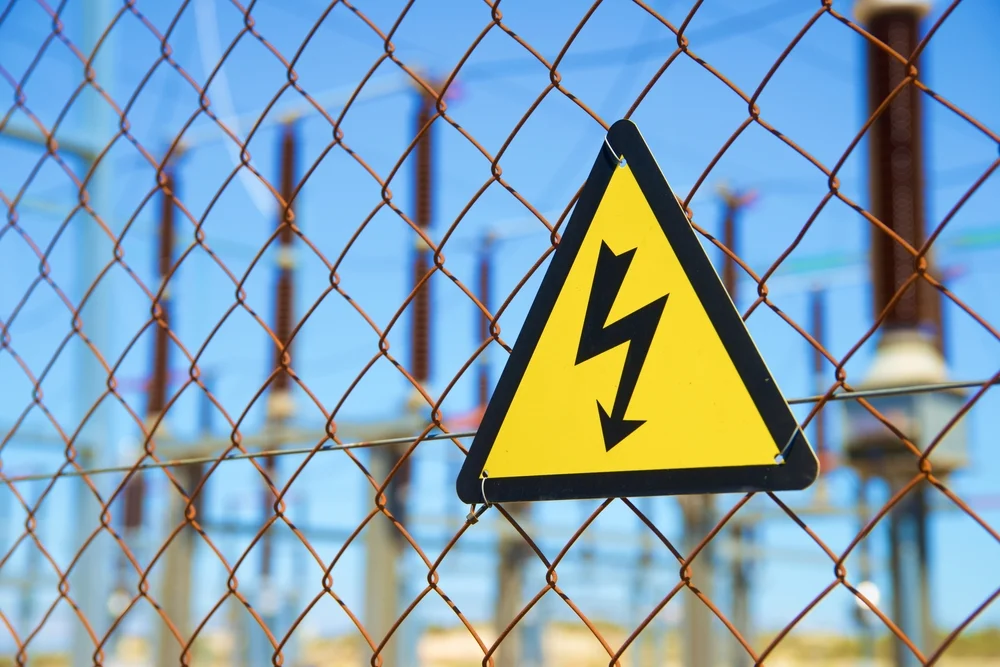 Electrical hazard sign at construction site