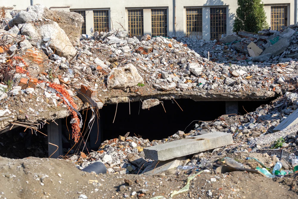 Floor opening in demolition project, construction hazard